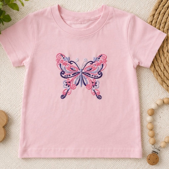 Embroidered Butterfly Children's Outfit