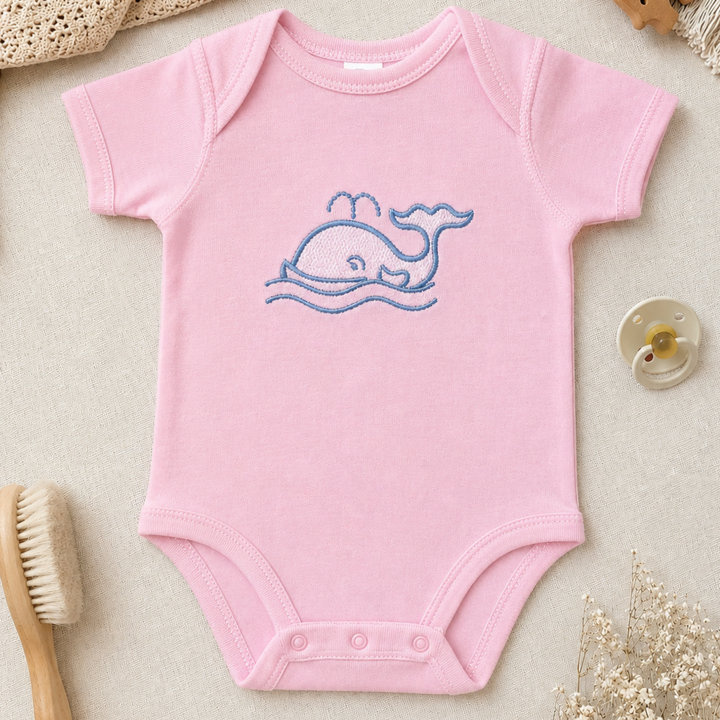 Embroidered Whale Baby Outfit