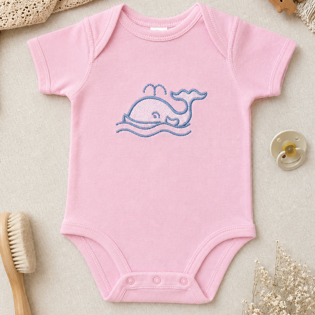 Embroidered Whale Baby Outfit