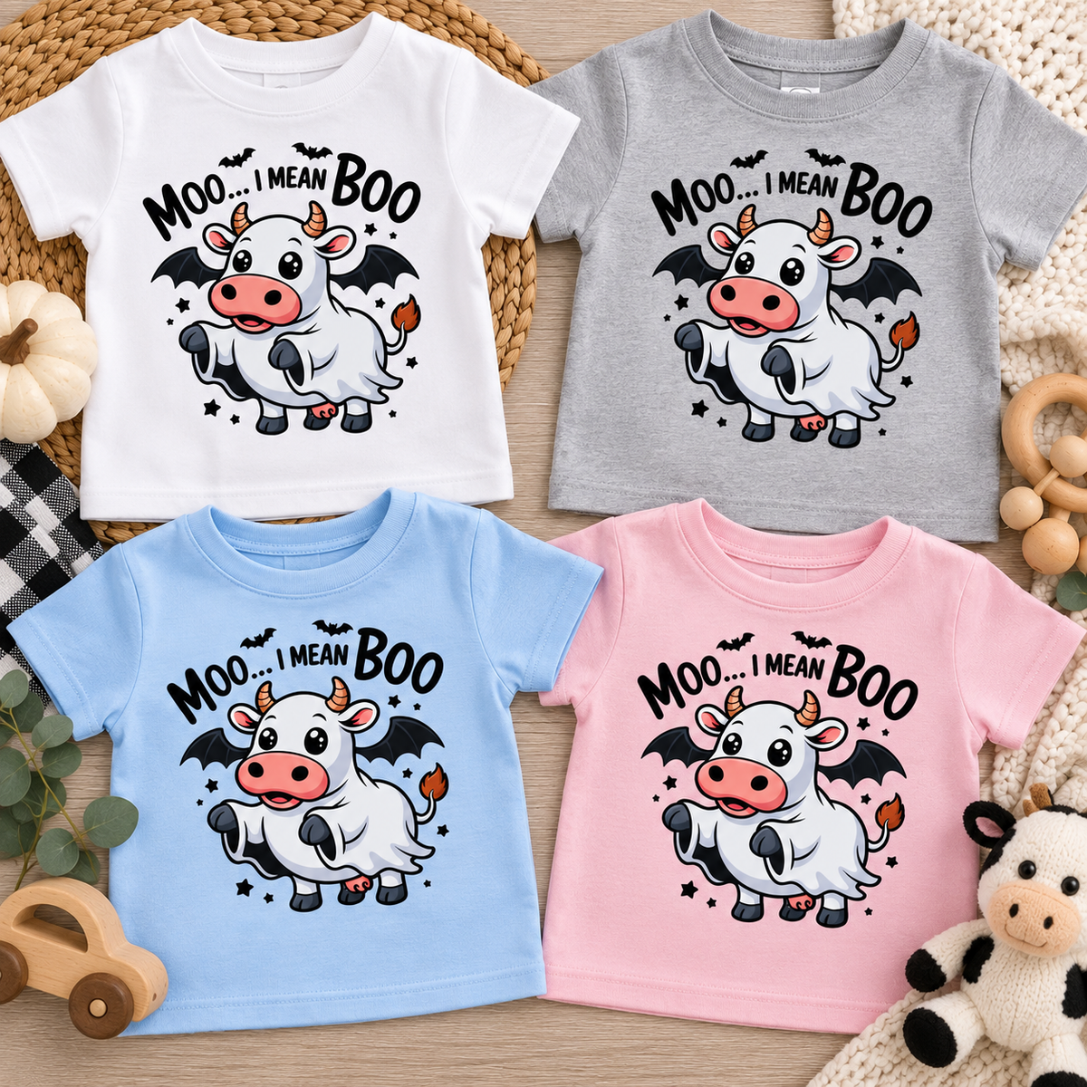 Cute Cow Halloween Kids Shirt, Funny Spooky Cow