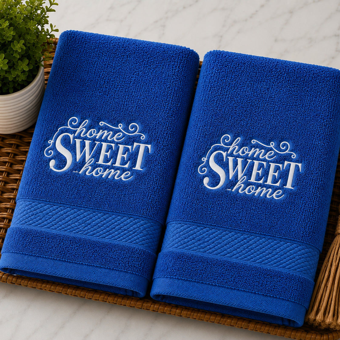 Home Sweet Home Embroidered Kitchen or Bath Towel Set