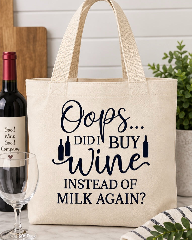 Funny Wine Printed Tote Bag