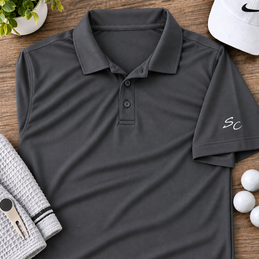 Personalized Polo Shirt with Embroidered Initials on Sleeve | Custom Monogram Polo
