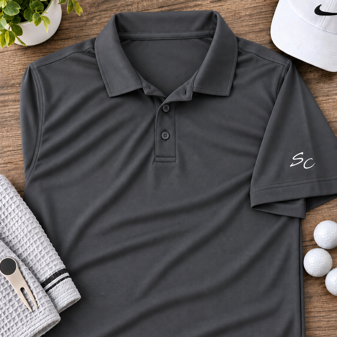 Personalized Polo Shirt with Embroidered Initials on Sleeve | Custom Monogram Polo