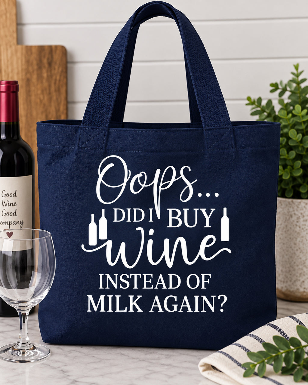 Funny Wine Printed Tote Bag
