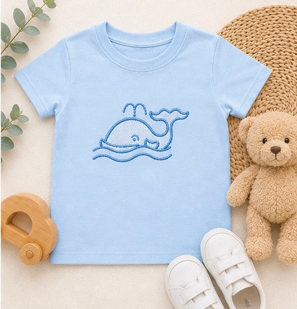 Embroidered Whale Baby Outfit